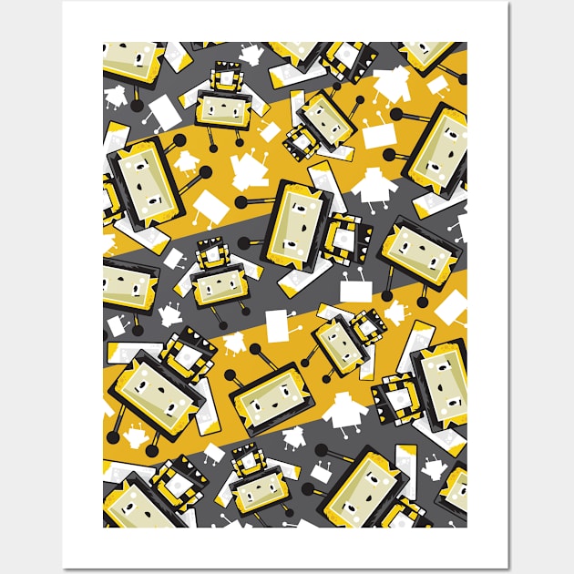 Cute Cartoon Blockimals Bee Pattern Wall Art by markmurphycreative